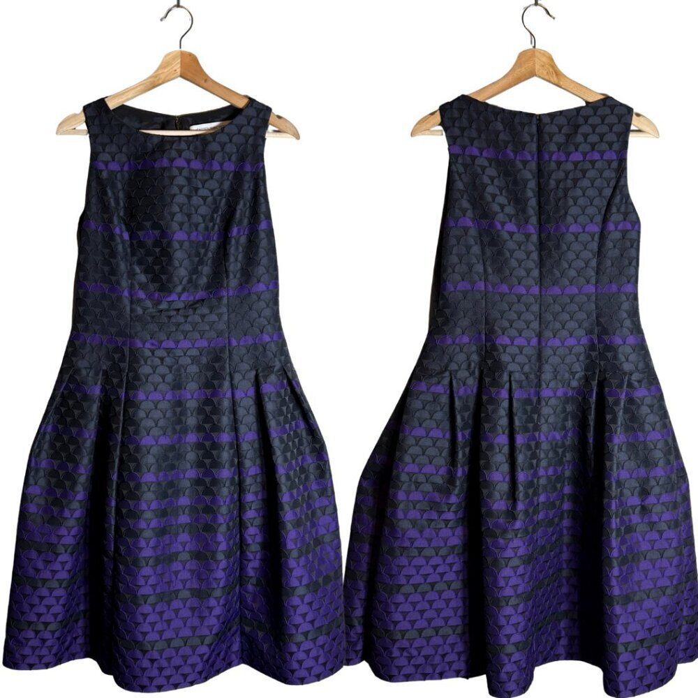 Carmen Marc Valvo Sleeveless Fit & Flare Mini Dress Womens 6 Black Purple Formal